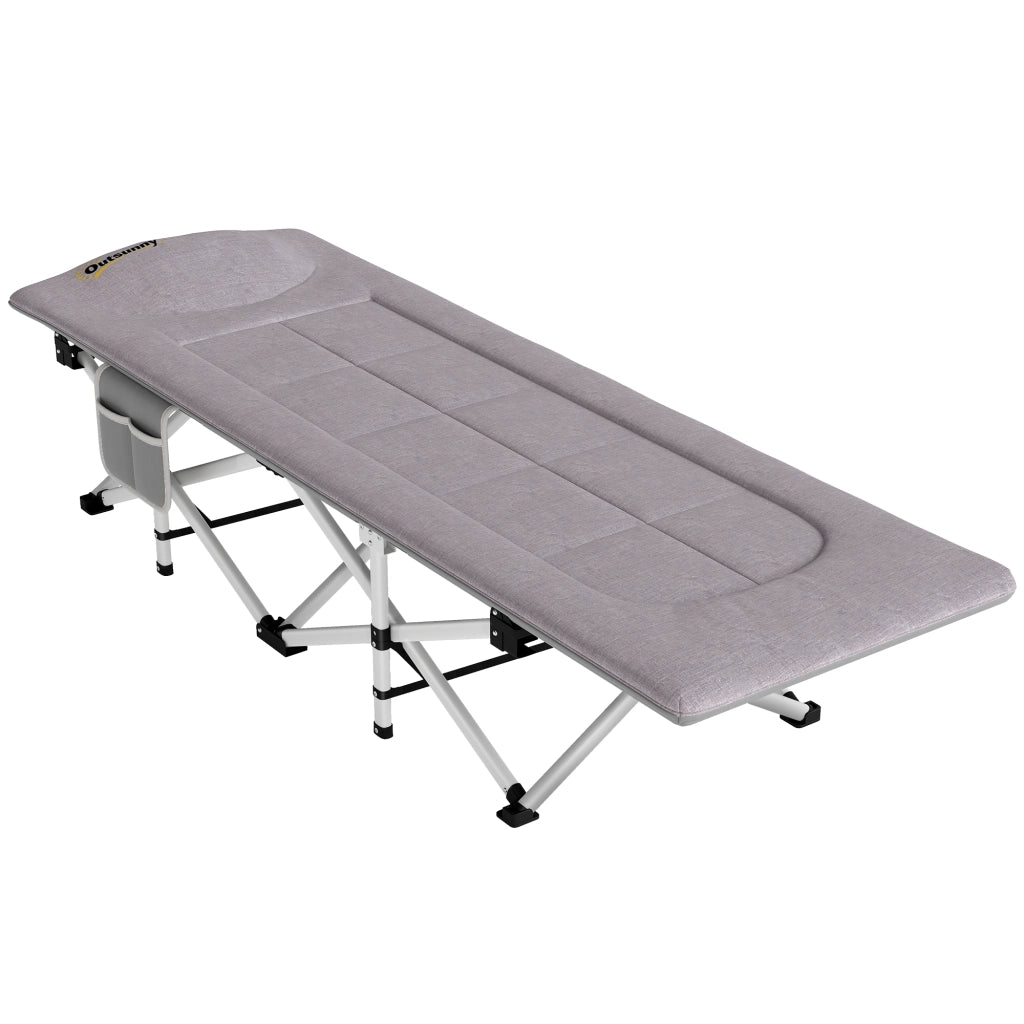 Letto da campeggio pieghevole con materasso e sedia a sdraio ¨C zephmum ¨C 185x65x37 cm grigio