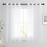 Set di tende da cucina da 2 pezzi - Translucido - Vetrata con ganci di fissaggio - Tende da voile - H 120 x L 140 cm - Ideale per cucina/bagno