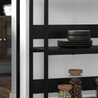 Isola da Cucina con Mensole, Piano Effetto Marmo e Struttura in Metallo, 100x50x90cm, Nero e Bianco
