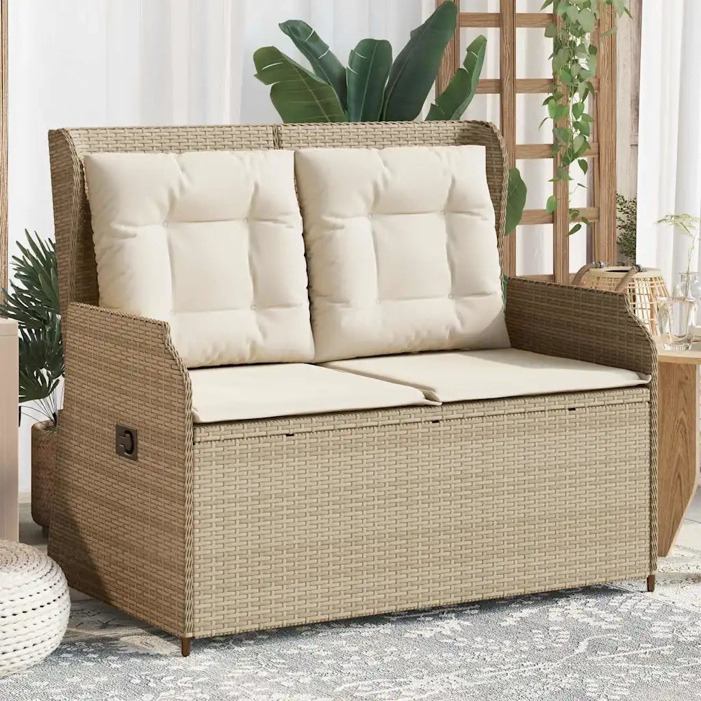 vidaXL Panca Reclinabile da Giardino con Cuscini Beige in Polyrattan