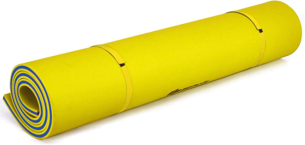 Tappeto Galleggiante per Piscina e Mare, 270 x 180 cm, Materassino Galleggiante in Schiuma per Rilassarsi e Divertirsi, Con Cuscino per la Testa (Giallo 270 x 180 cm)