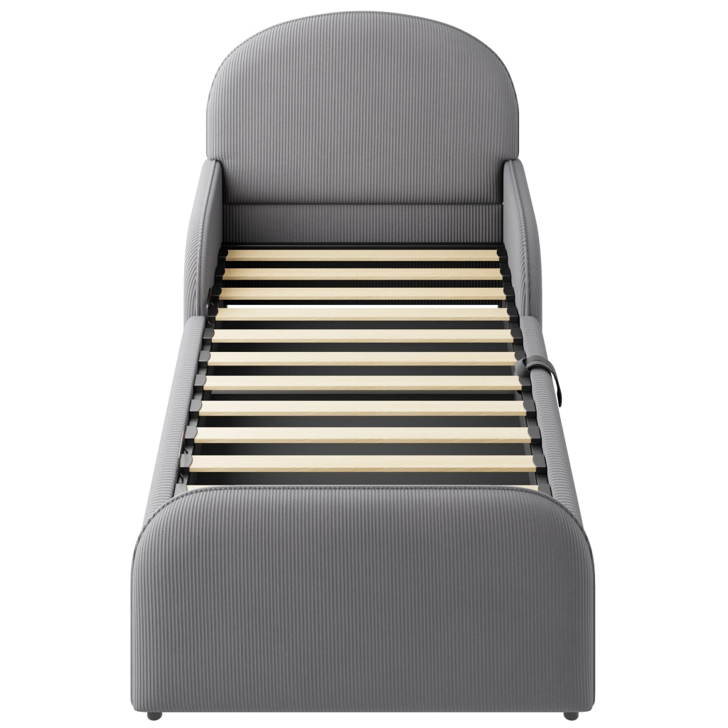 Letto Contenitore Letto Singolo 90x200 cm; contenitore idraulico; sponde; velluto; Grigio
