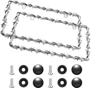Framma per targa 2 pezzi - Disegno a filo spinato - Plastica - Framma per targa veicolo - Inclusi viti - Facile da montare - Targa veicolo