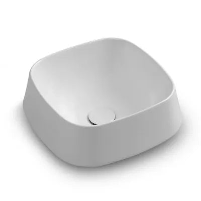 Lavabo da appoggio in ceramica bianco lucido quadrato 42 cm  Aris