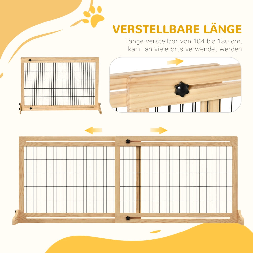 Cancelletto di Sicurezza per Cani e Scale ¨C Xylo ¨C Altezza 180 cm, Regolabile, Naturale + Nero
