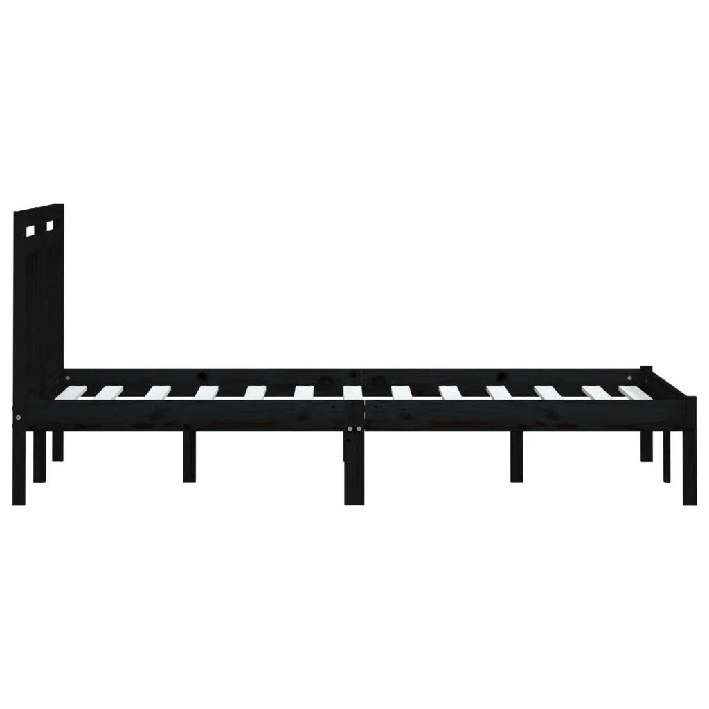 Giroletto-Struttura Letto Nero in Legno Massello di Pino 200x200 cm 581566