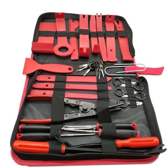 Set di attrezzi completo - 38 pezzi - Incluso clip - Per la riparazione dell'auto - Set di attrezzi per l'auto - Cassa degli strumenti - Fai da te