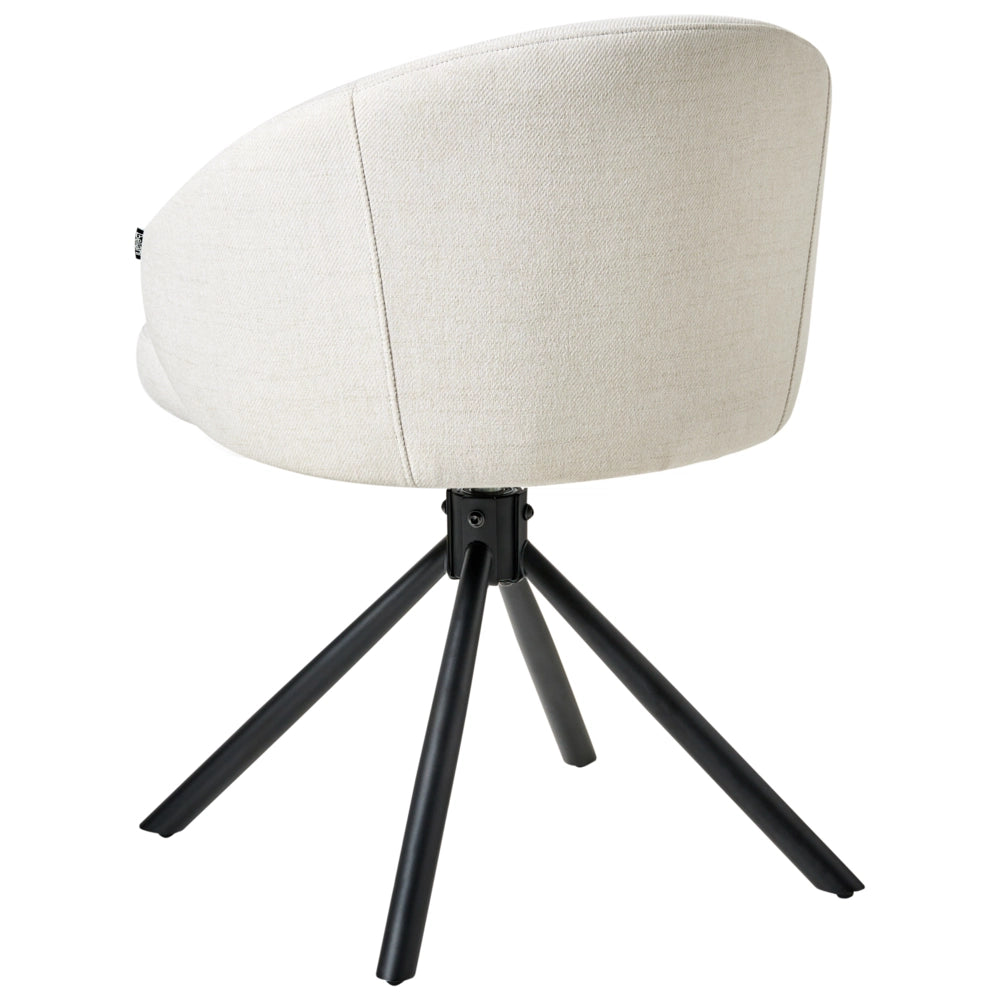 Set di 2 sedie da pranzo girevoli Rivestimento in tessuto bianco sporco Base girevole in metallo