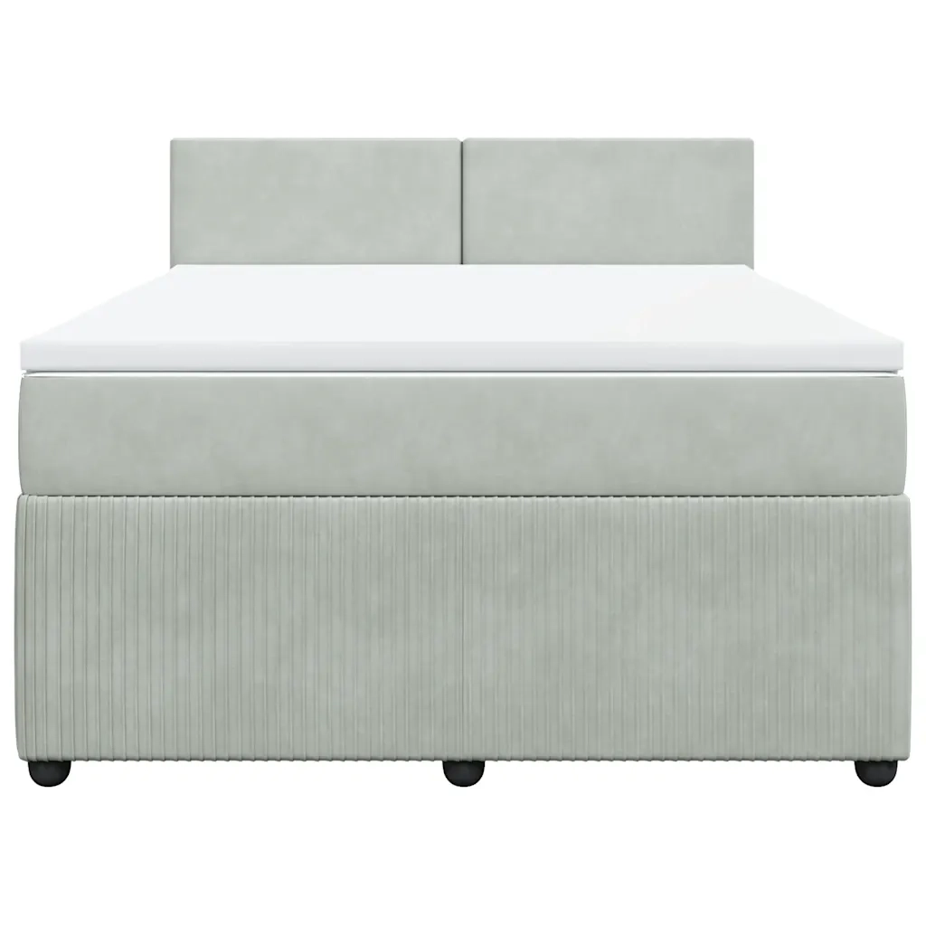 Giroletto a Molle con Materasso Grigio Chiaro 140x190cm Velluto 3290028