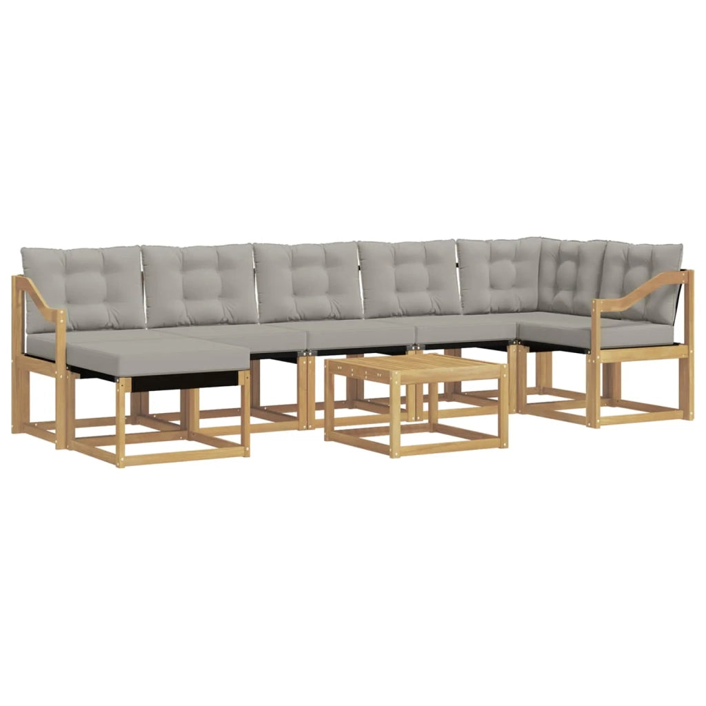 Set di divani da esterno 8 pcs Bianco e Grigio Chiaro