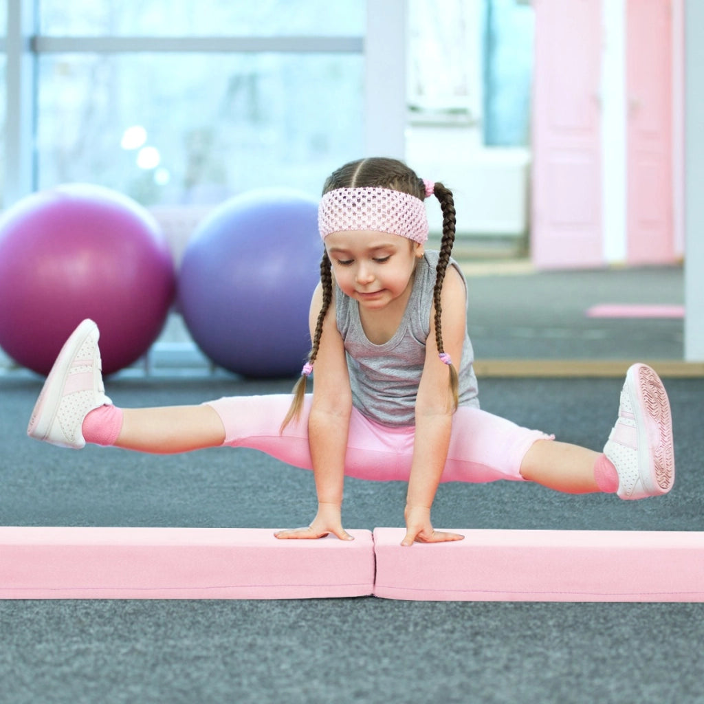 Trave di equilibrio pieghevole con copertura in suede rimovibile e fondo antiscivolo, Trave di ginnastica da 210 cm per bambini Khaki