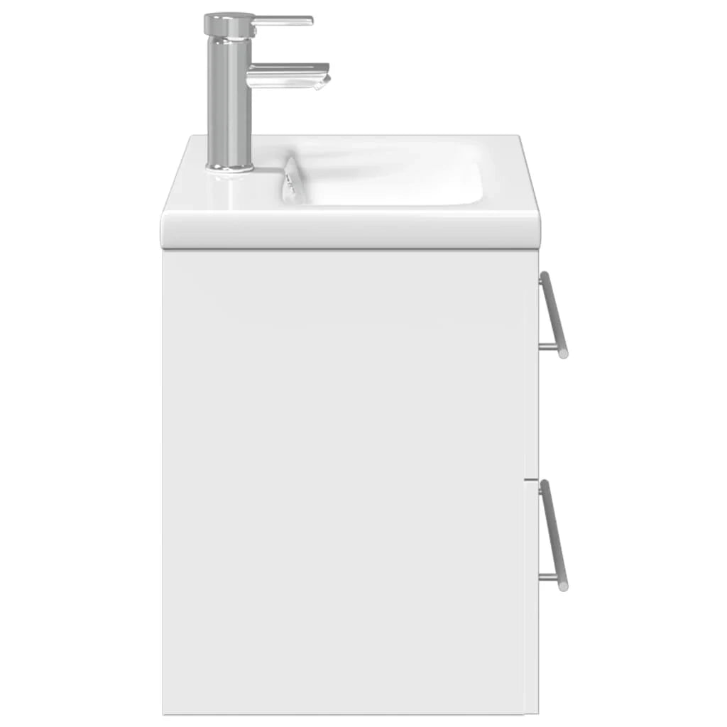 Mobiletto da bagno sospeso 60 x 38,5 x 48 cm con pratico vano contenitore stile moderno legno bianco 02_0055538