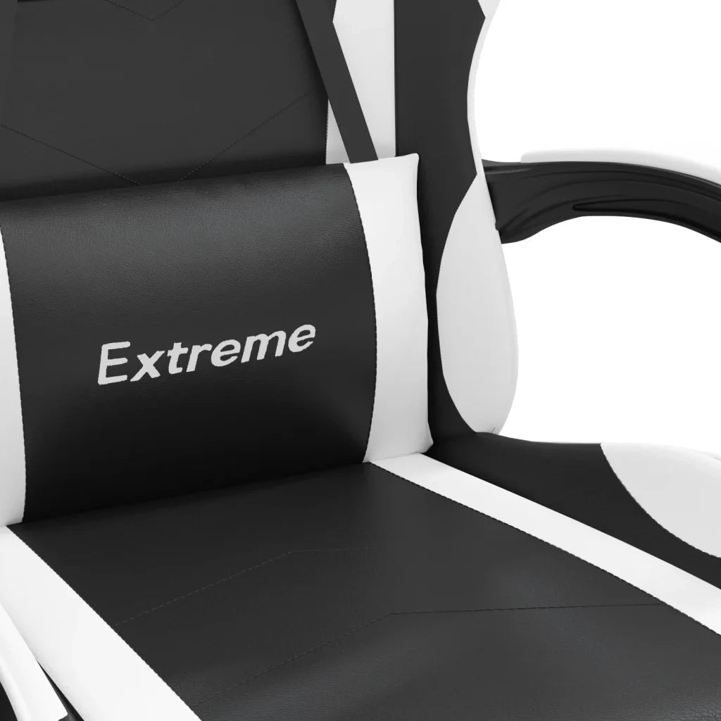 Sedia da Gaming | Sedia da e-sports con Poggiapiedi Nero e Bianco in Similpelle