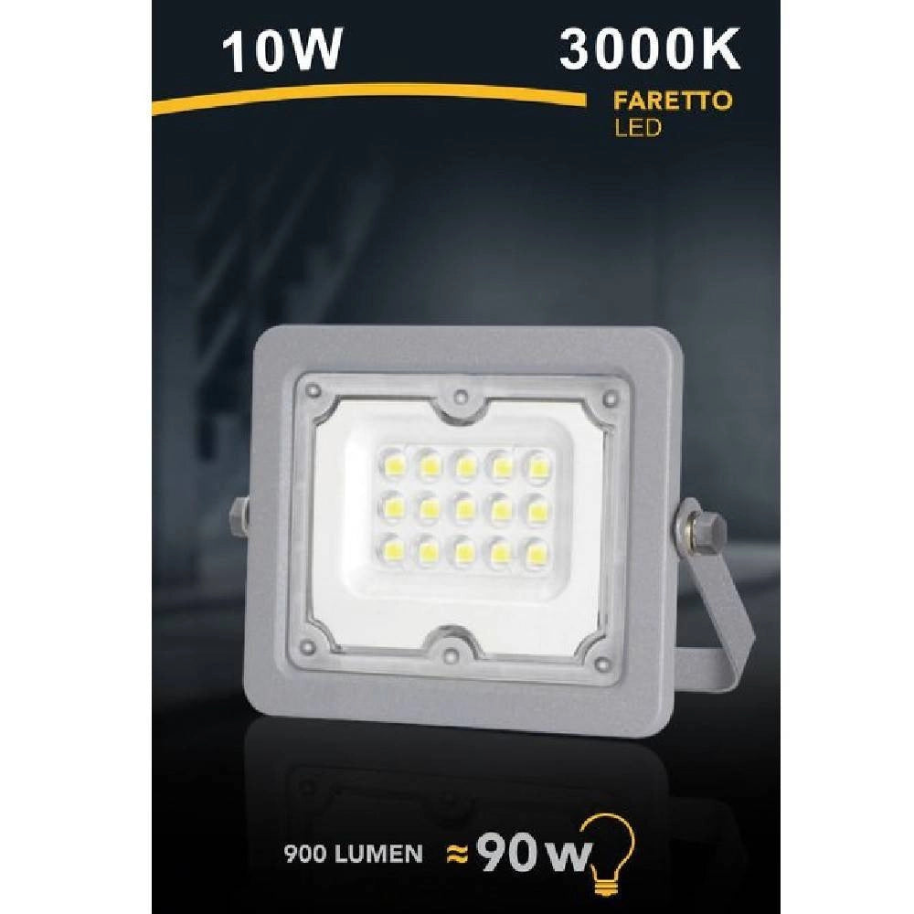 Trade Shop - Faro Led 10 W Ultra Slim Grigio Esterno Ip65 Luce Fredda Naturale Calda Fs10w-g -