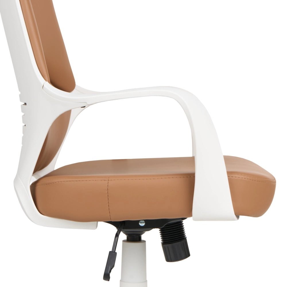 Sedia da ufficio in tessuto girevole regolabile in altezza reclinabile in schiuma stampata a iniezione colore beige sabbia