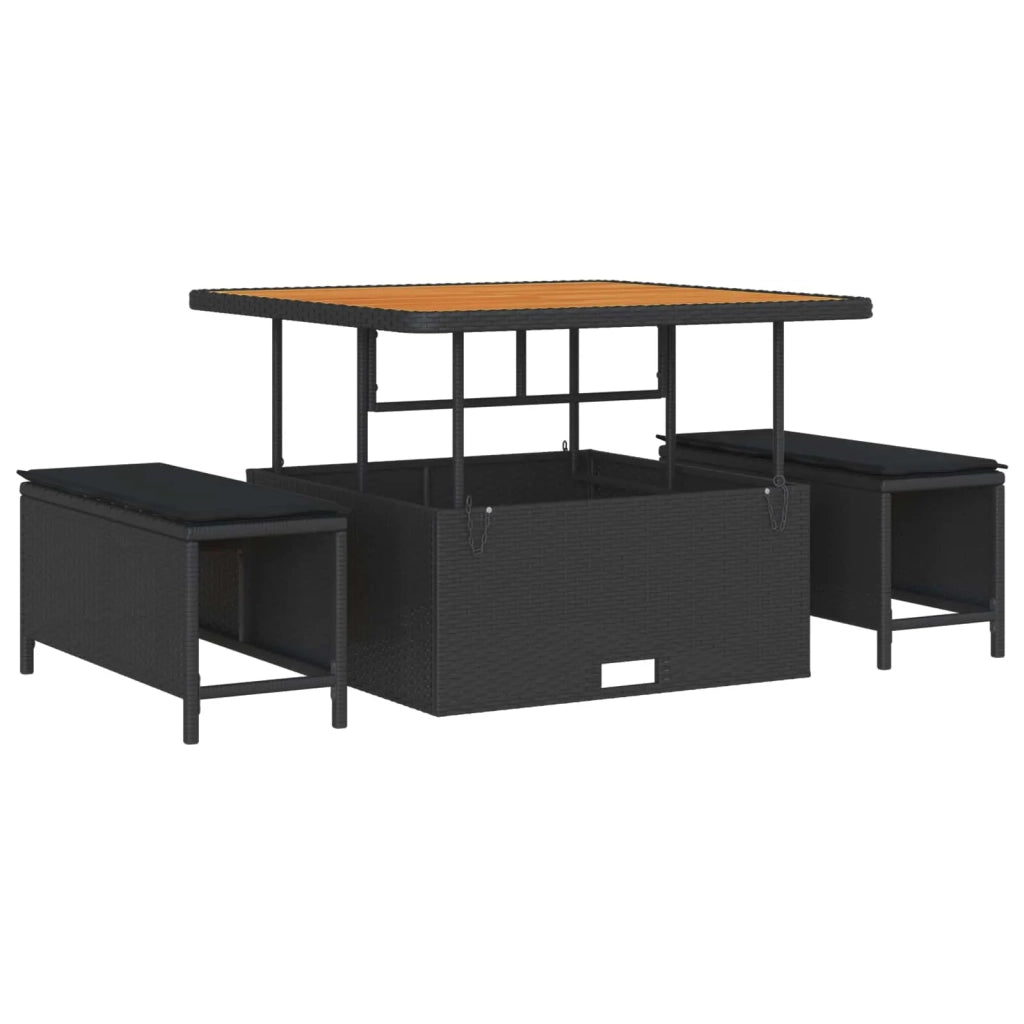 Set Divano da Giardino 9 pcs Nero Rattan in Polipropilene