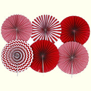 Trade Shop - Pendente Rosone Ventaglio 6 Pezzi Rosso In Carta 35.5cm Compleanni Photoboot -