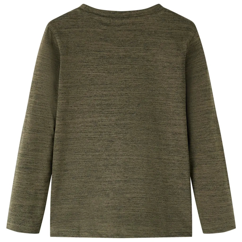 Maglietta Bambino Maniche Lunghe Cachi Scuro MÃ©lange 104cod mxl 84347