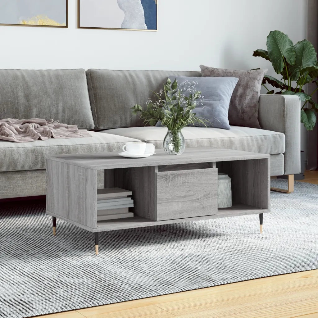 Tavolino salotto | Tavolino da caff¨¨ | Tavolino da Soggiorno Grigio Sonoma 90x50x36,5 cm Legno Multistrato