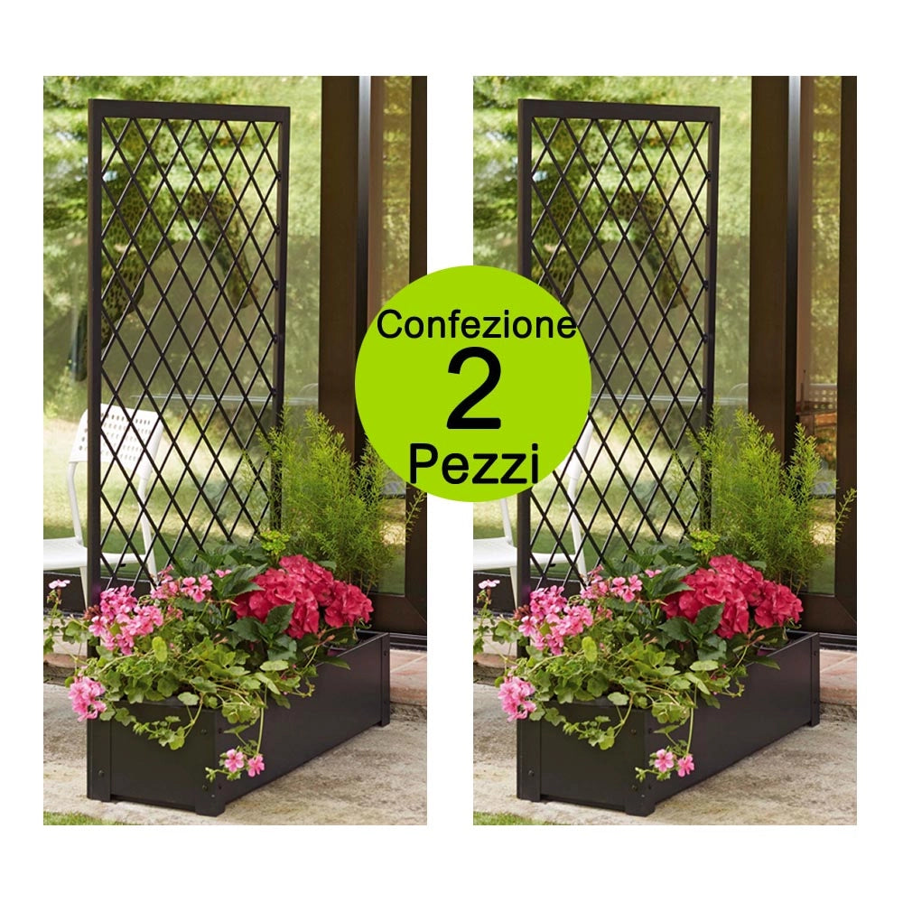 Multipack 2 pezzi fioriere da esterno con traliccio in metallo stell jasmine giardino casa e bar