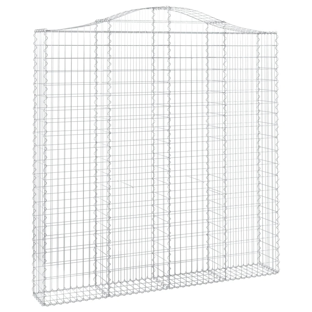 Set 2 cestini per gabbioni recinzione a gabbia muro di contenimento ad arco 200 x 30 x 200/220 cm ferro zincato Argento 02_0041336