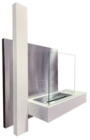 Camino a Bioetanolo da Parete 65x23x75 cm Vienna Bianco Lucido