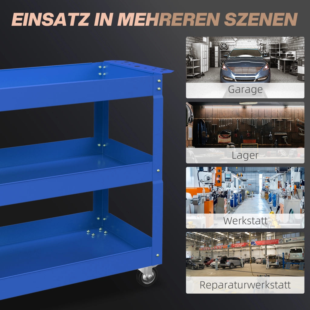 Carrello per attrezzi 3 cassetti ¨C zephmum ¨C Blu, 83x35x76 cm