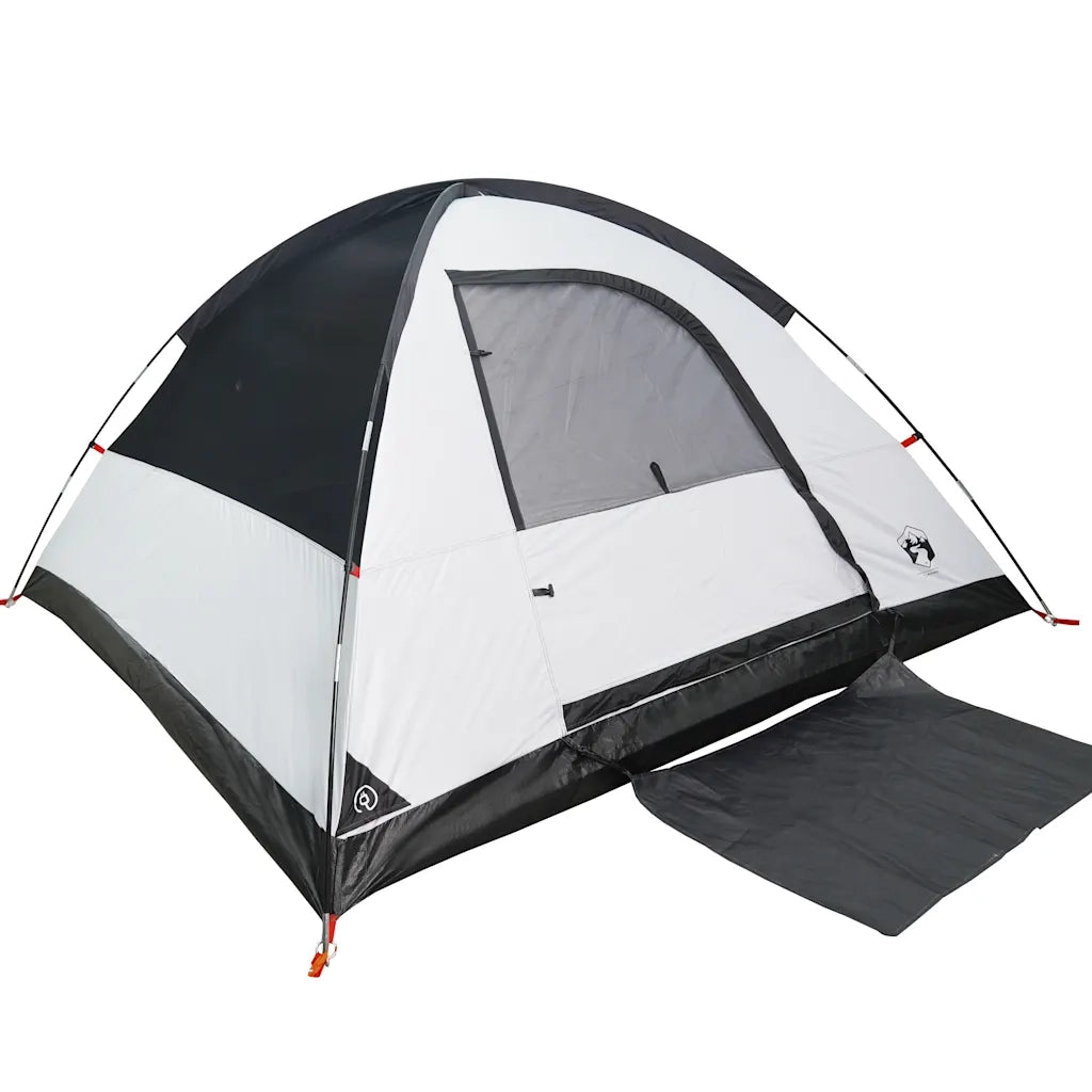 Tenda Campeggio a Cupola 4 Persone-Tenda per Escursionismo Bianca Tessuto Impermeabile 495102