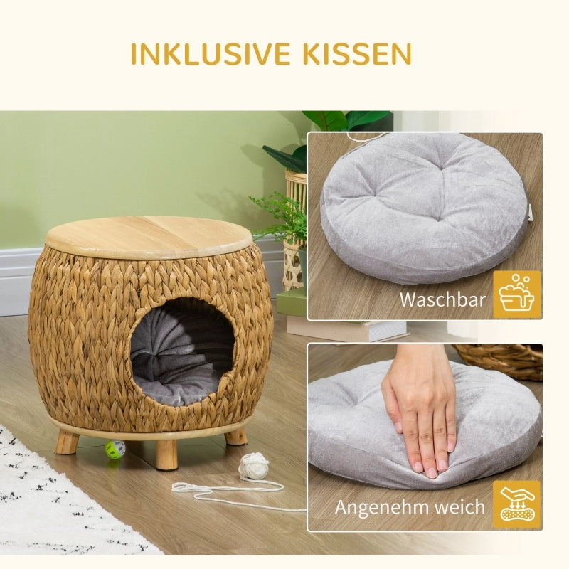 CUCCIA PER GATTI 44x43x42 cm Marrone chiaro con cuscino lavabile