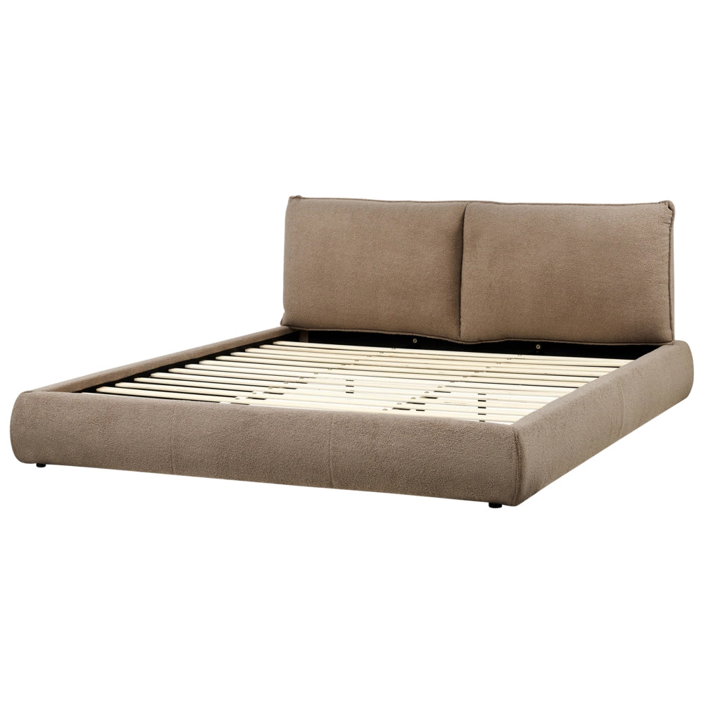 Letto matrimoniale ad acqua imbottito in tessuto boucle marrone 180 x 200 cm stile classico camera da letto