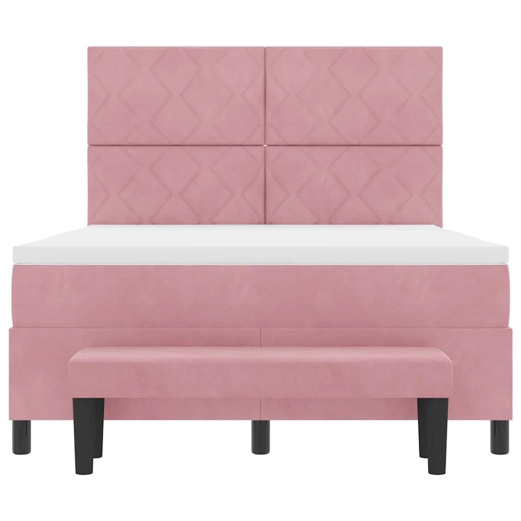 Letto a molle con testiera Rosa 190 x 140 cm Velluto 3344581