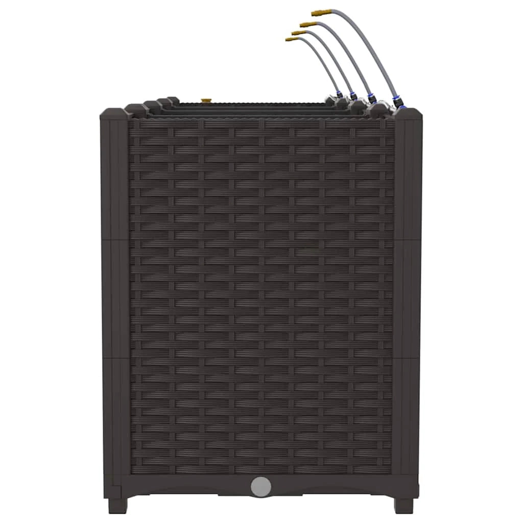 Set di 4 fioriere da giardino moderne 160 x 40 x 52 cm resistenti con sistema di irrigazione acciaio marrone 02_0058532