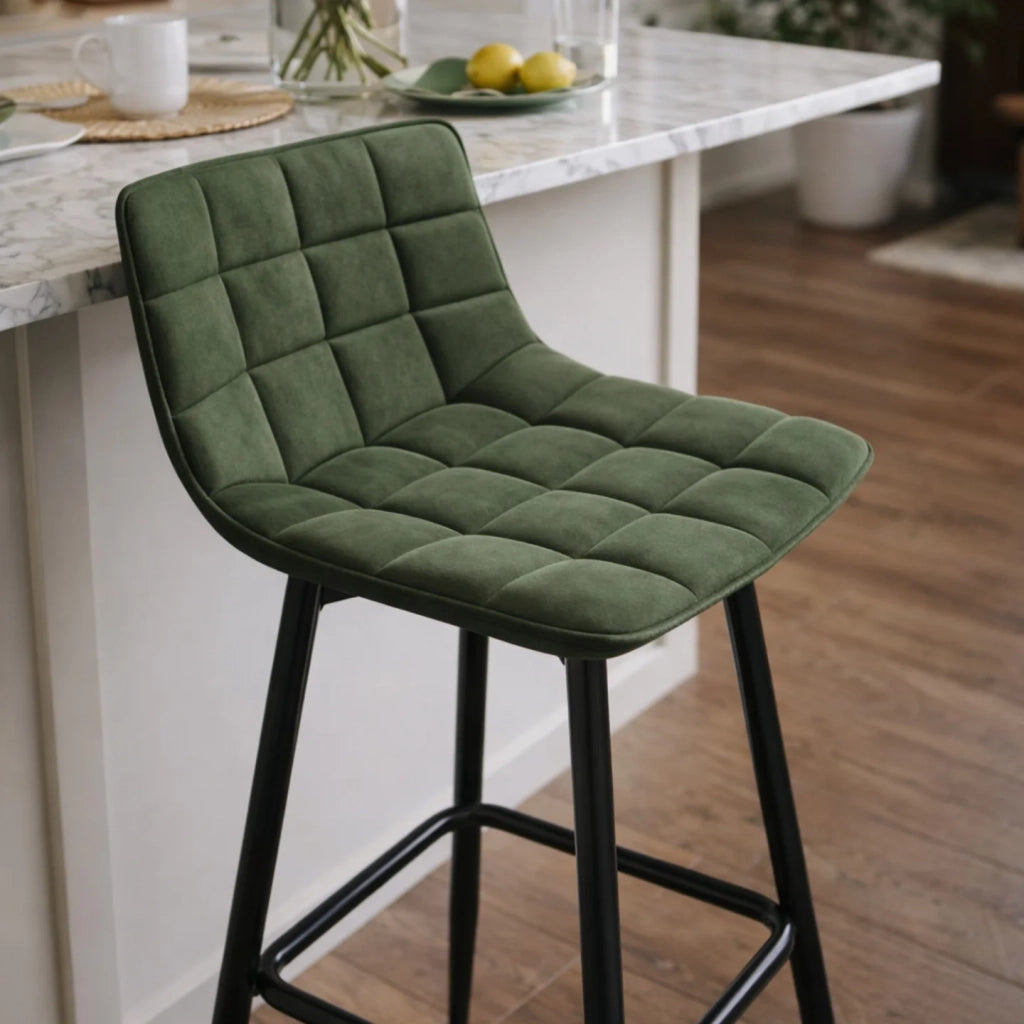 IDMarket - copia di Set di 4 sgabelli da bar MADY in velluto grigio scuro