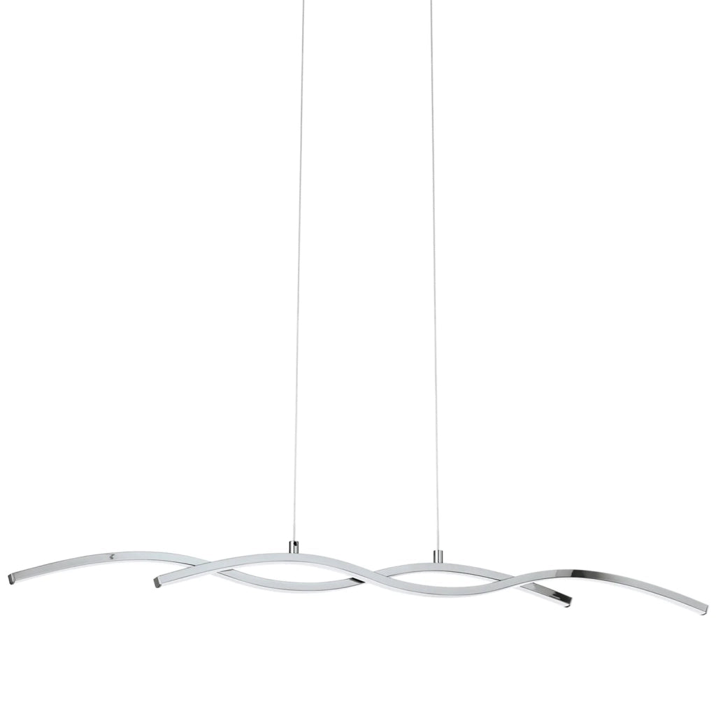 Lampadario A Sospensione Moderno Lasana 2 Acciaio Cromo 1 Luce Led 19W 2600Lm
