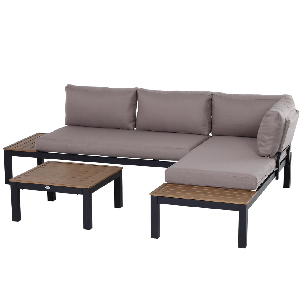 Set Divano da Giardino 3 Pezzi con Cuscini e Tavolino ¨C MINIMAL ¨C Alluminio, 164x74x69 cm