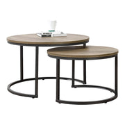 Set Christchurch 2 Tavolini Sovrapponbili con Piani Rotondi - Effetto Legno [en.casa]