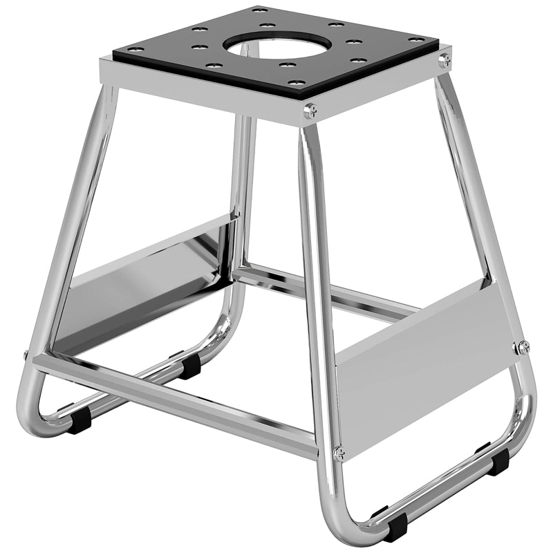 Supporto moto universale in acciaio grigio, portata 500 kg, con foro scarico olio da 10 cm