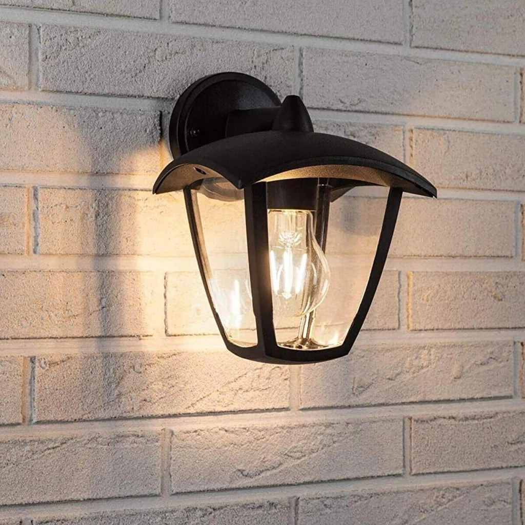 Lanterna da parete E27 applique lampada LED 8W per esterno impermeabile luce muro giardino ingresso balcone grigio scuro