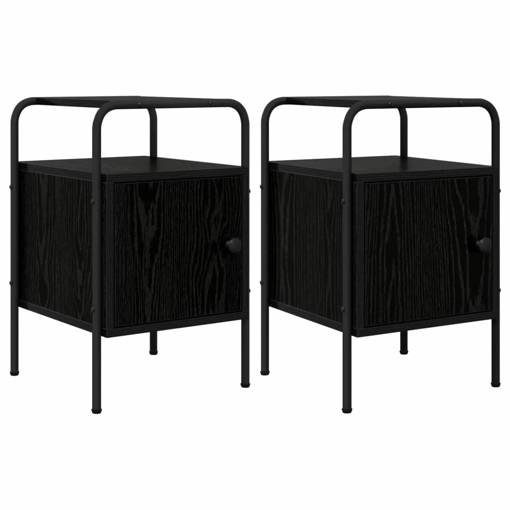 Armadio da Notte 2 pz Rovere Nero Legno ingegnerizzato 8007588