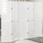 vidaXL Divisorio Ambienti 5Pannelli Bianco Legno Massello di Paulownia