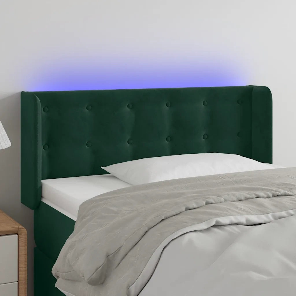 Testiera | Testata a LED Verde Scuro 103x16x78/88 cm in Velluto