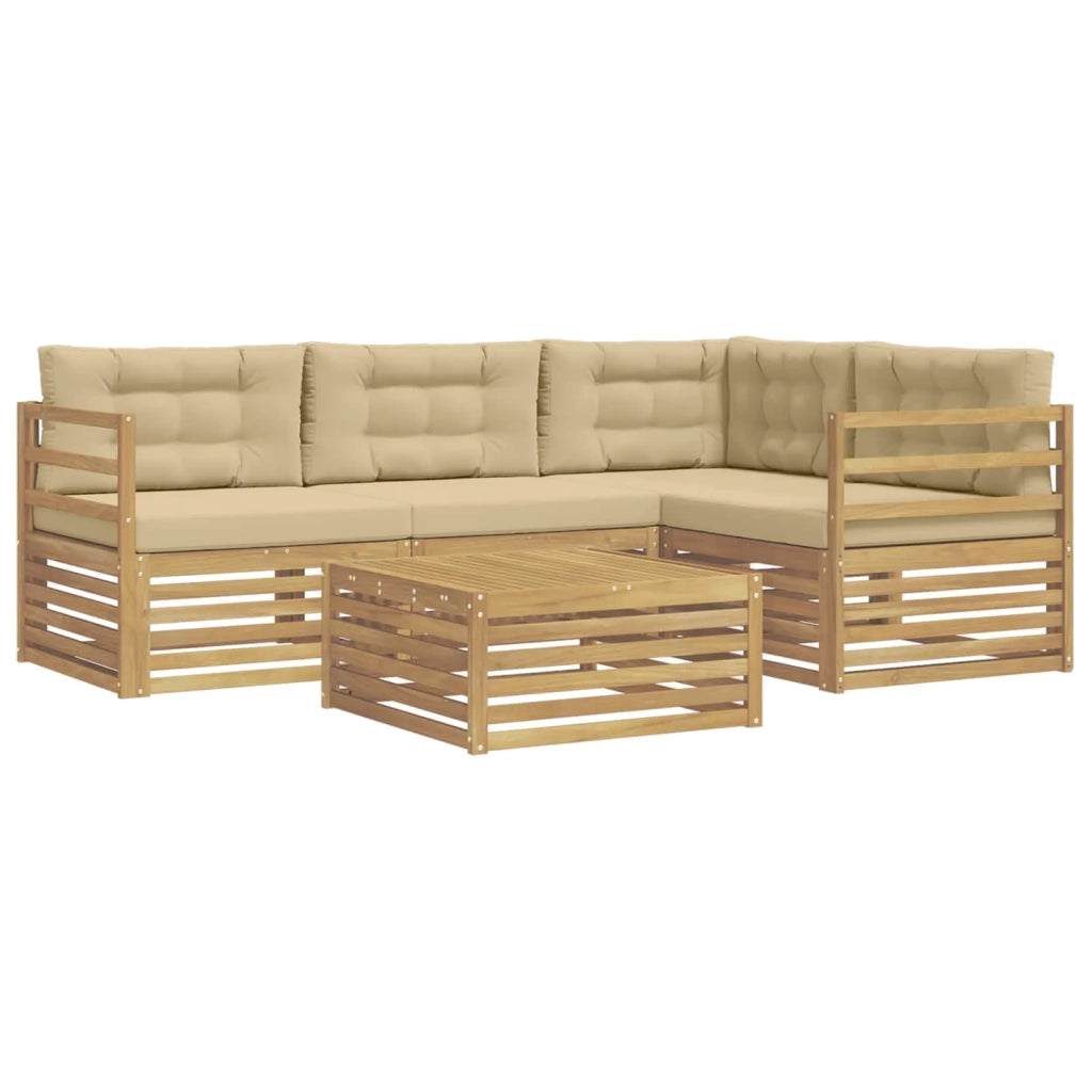 Set di divani da esterno 5 pcs Bianco e Beige Poliestere 3390428