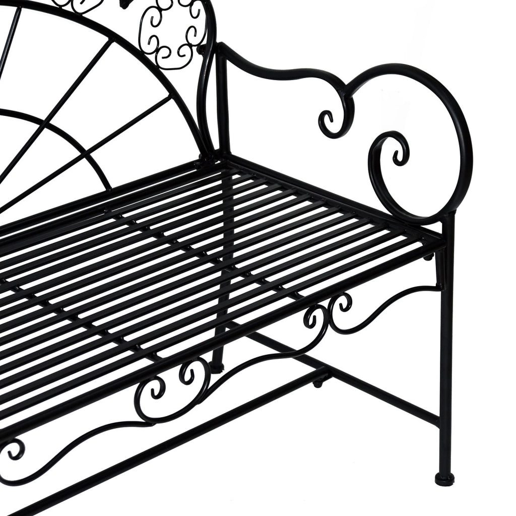 Panchina da giardino robusta in acciaio inox a 2 posti; 107 x 55;5 x 90;5 cm; nero; arredamento terrazza e parco