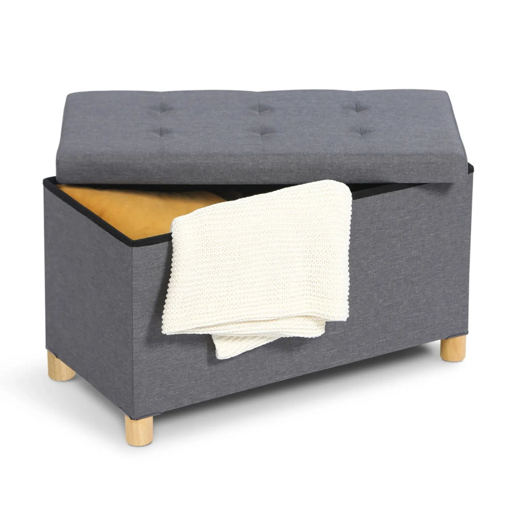 IDMarket - Panca contenitore in tessuto grigio antracite 76 cm