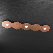 HEXAGON APPLIQUE-PLAFONIERA 3 LUCI + 2 DECORATIVO FOGLIA RAME 1142-3L2D-FR