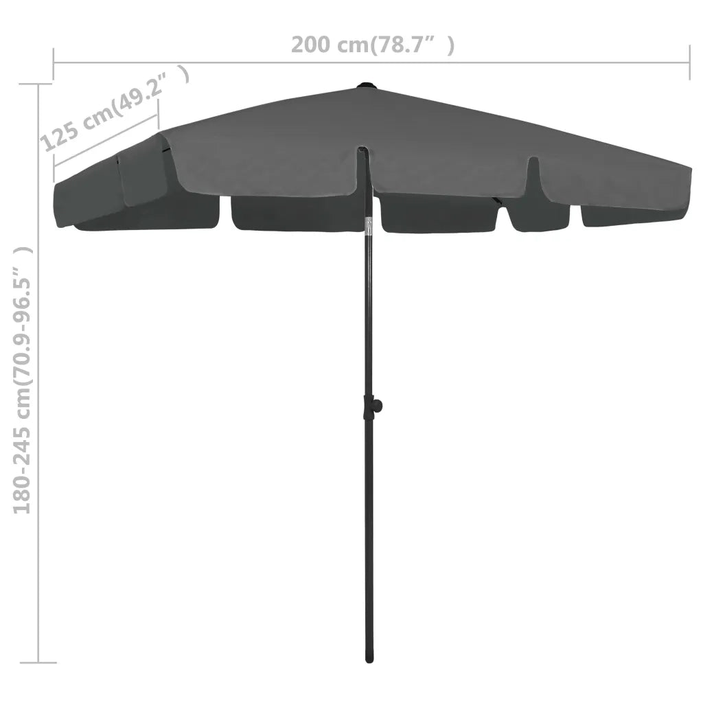 Ombrellone da Spiaggia Antracite 200x125 cm 314729