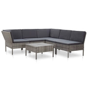 Set Divani da Giardino 6 pz con Cuscini in Polyrattan Grigio cod mxl 39373