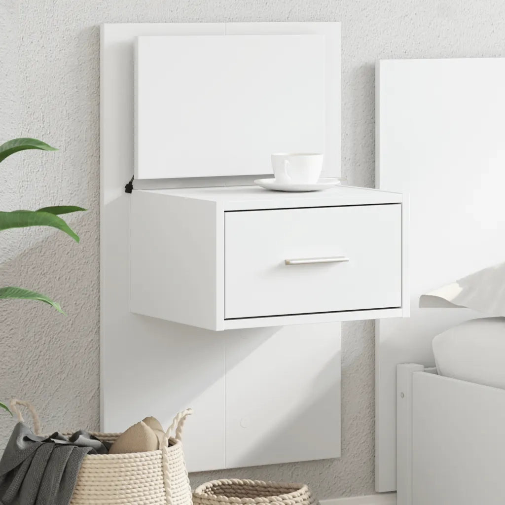 vidaXL Comodino a Parete con Luci LED Bianco