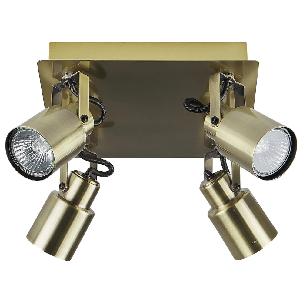 Plafoniera luce soffitto 4 fuochi faretti metallo ottone soggiorno ingresso camera da letto