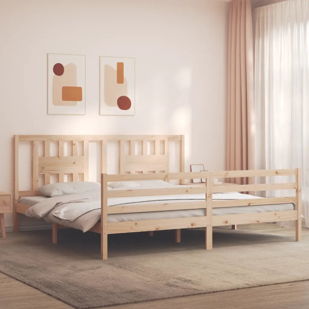 Giroletto con Testiera-Struttura Letto con testiera 200x200 cm in Legno Massello 435143